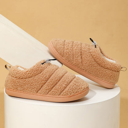 Linear Thick & Warm Non-slip Cotton House Shoes