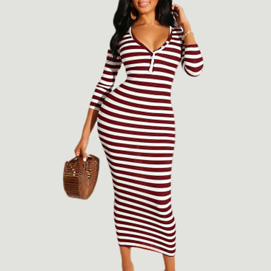 Show-off Striped Midi Bodycon Dress