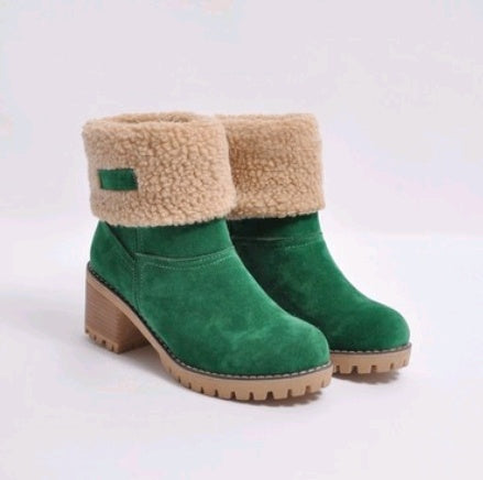 Mid-Tube Thick Heel Suede Boots