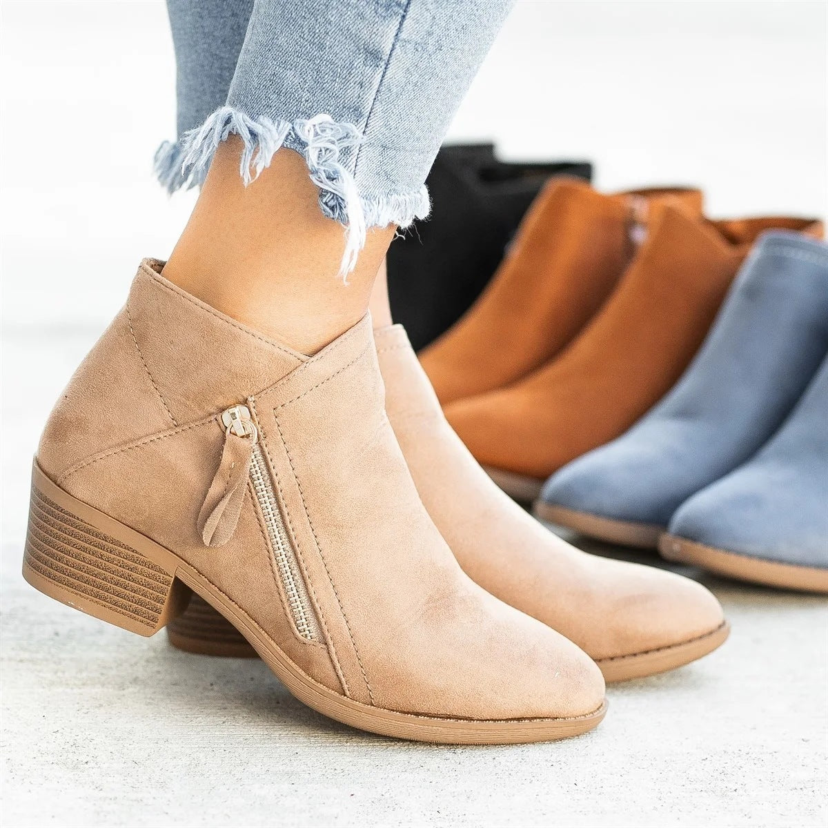 Zipper Ankle Boots