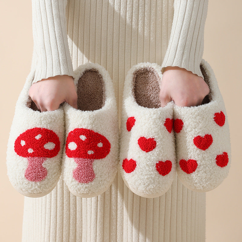 Cartoon Mushroom Love Style Cotton Slippers