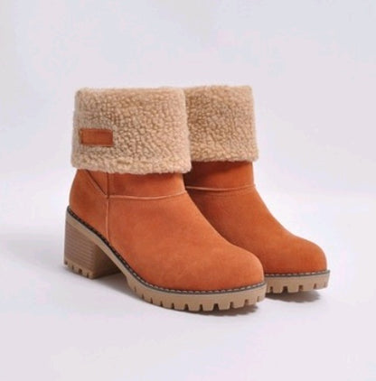 Mid-Tube Thick Heel Suede Boots