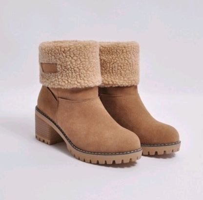 Mid-Tube Thick Heel Suede Boots