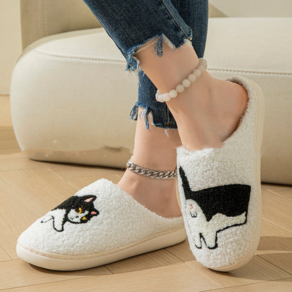 Funny Cartoon Cat Cotton Slippers