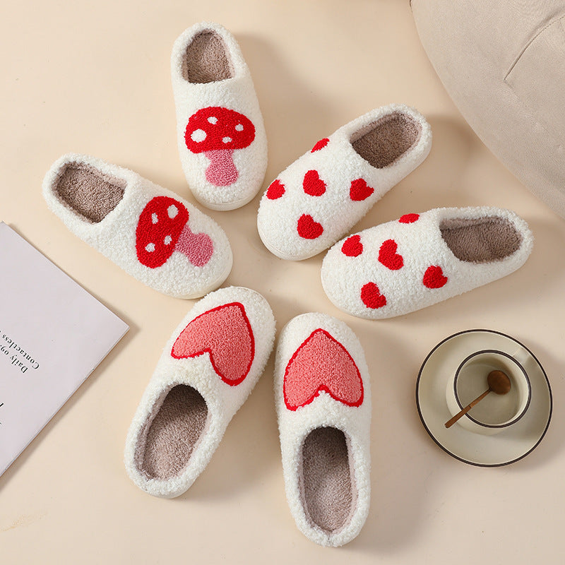 Cartoon Mushroom Love Style Cotton Slippers