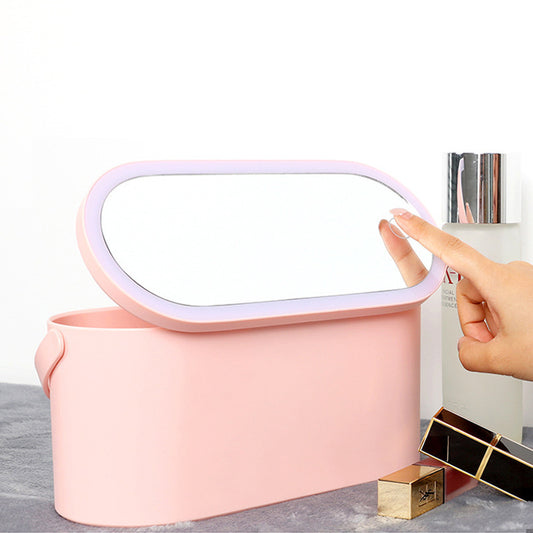 Portable LED Makeup Organizer with Mirror