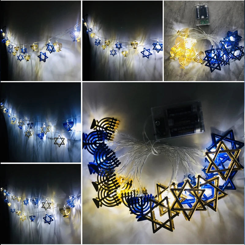 Star Of David String Lights Hanukkah 5.5ft 10LED Lights