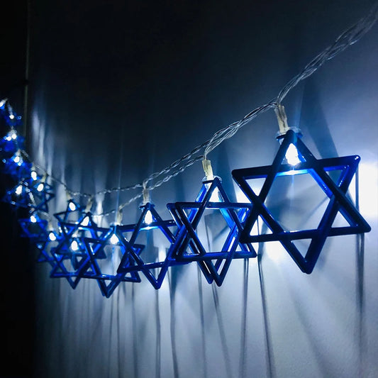 Star Of David String Lights Hanukkah 5.5ft 10LED Lights