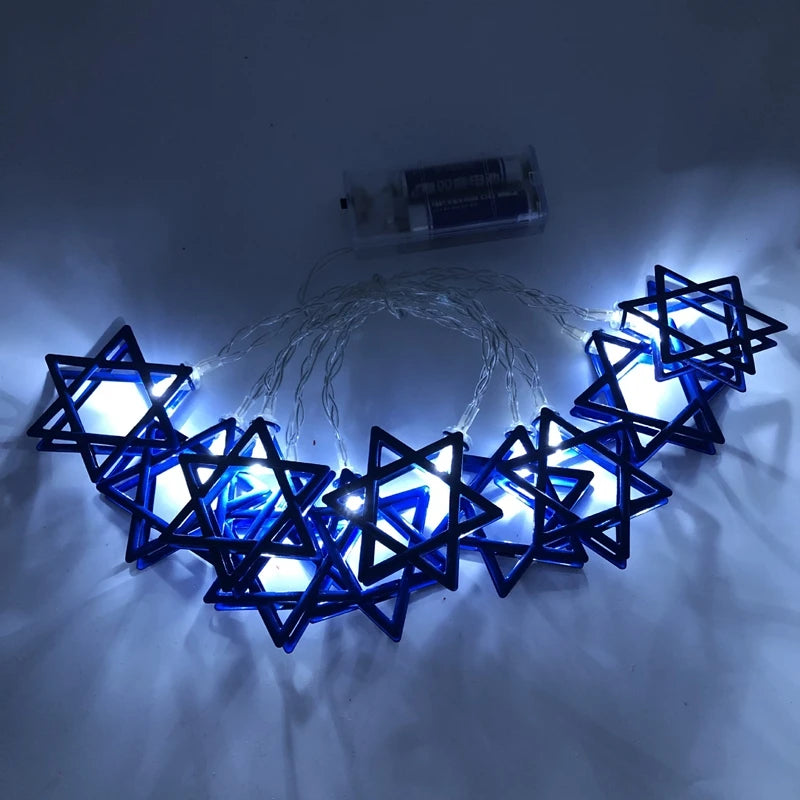 Star Of David String Lights Hanukkah 5.5ft 10LED Lights