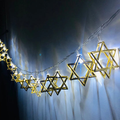 Star Of David String Lights Hanukkah 5.5ft 10LED Lights