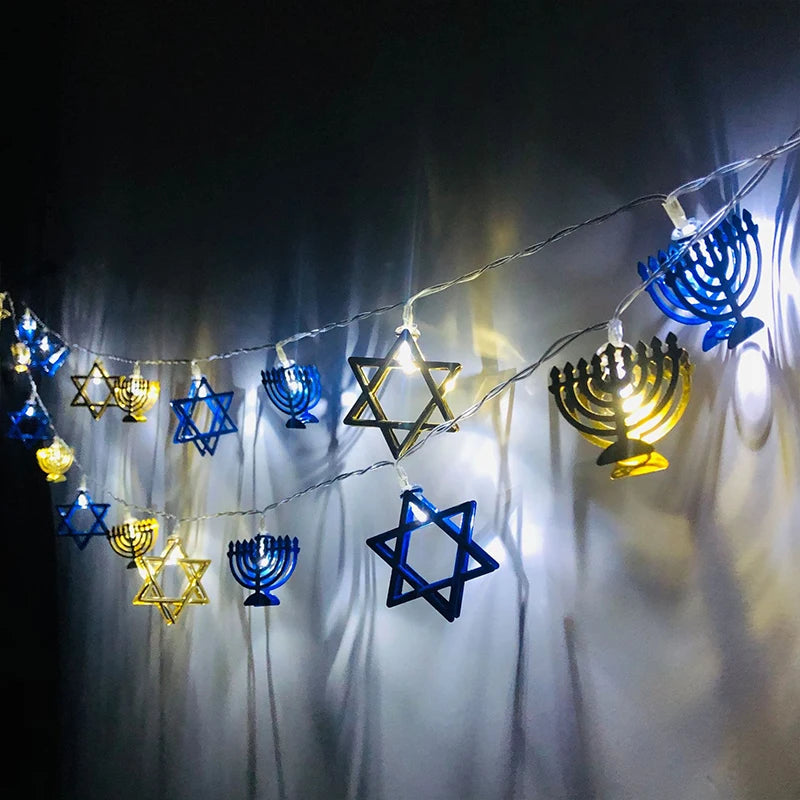 Star Of David String Lights Hanukkah 5.5ft 10LED Lights