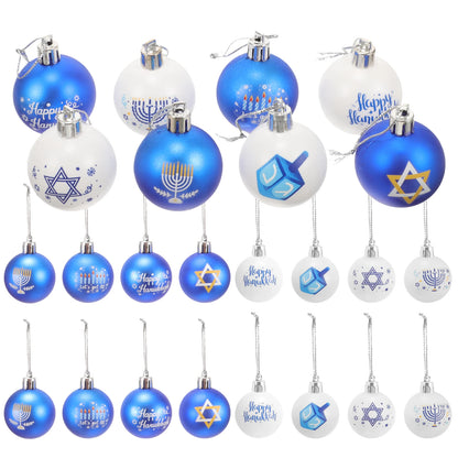 Hanukkah Hanging Ball Ornaments 24Pcs