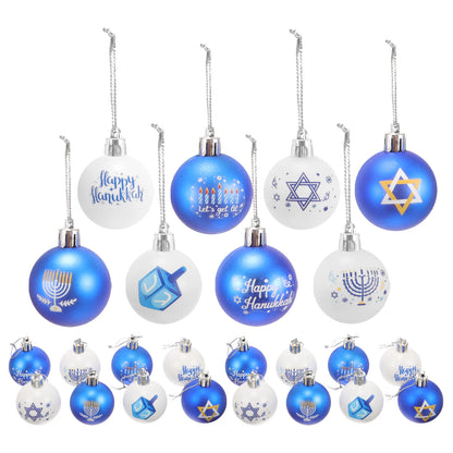 Hanukkah Hanging Ball Ornaments 24Pcs