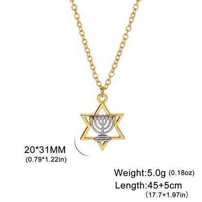 Star Of David Menorah Candles Necklace