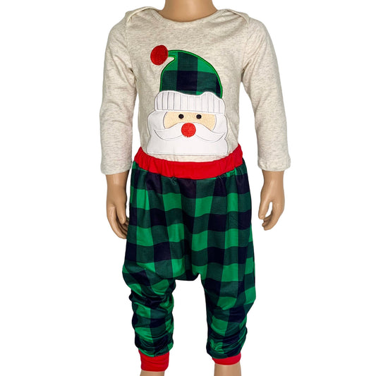 Christmas Santa Claus Christmas Plaid Cotton 2 pc Set (Boys)