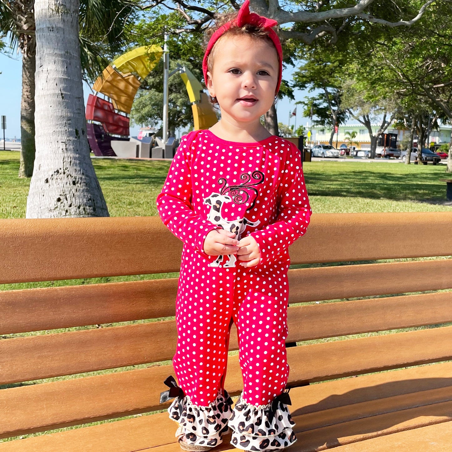 Christmas Leopard Reindeer Holiday Cotton Romper (Girls)