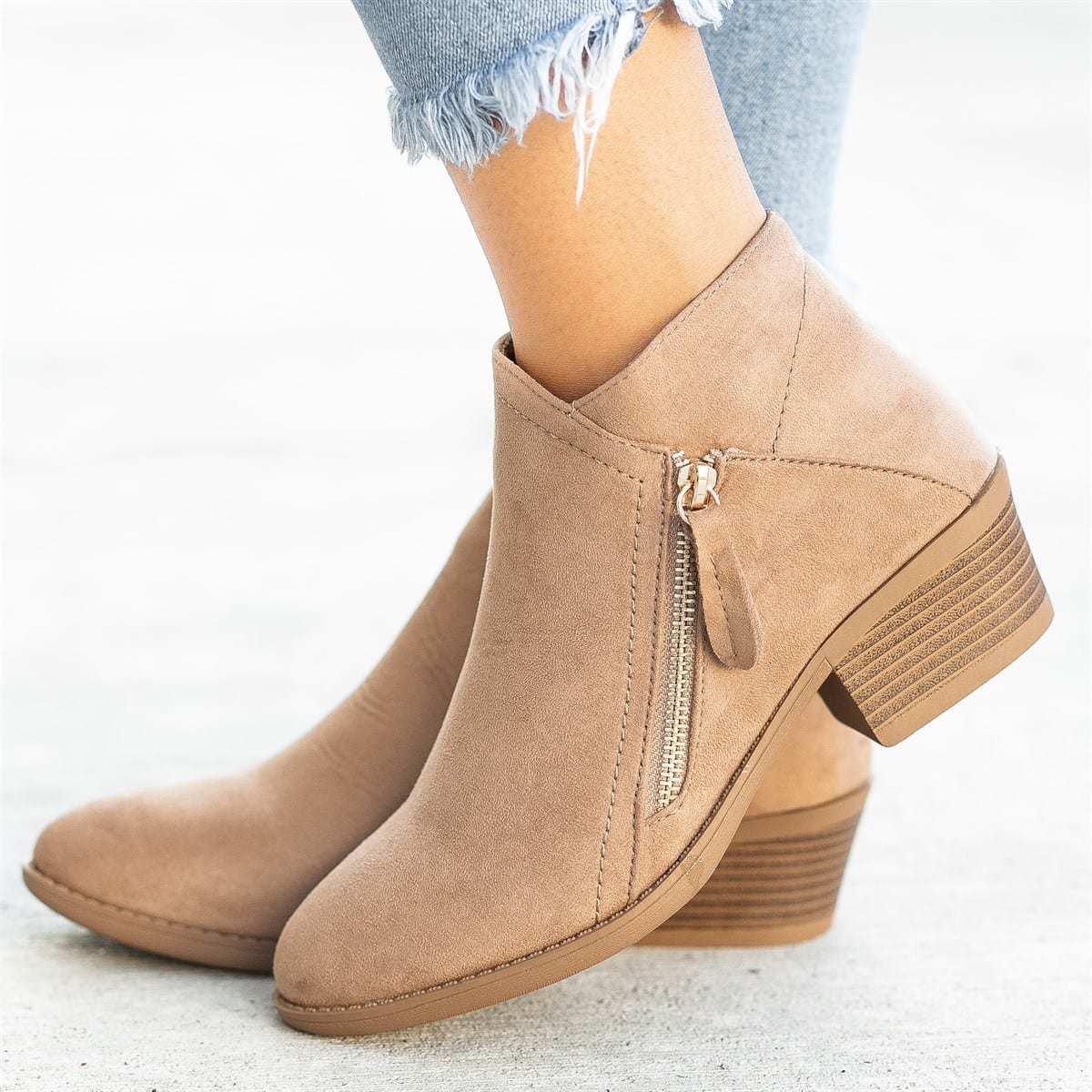 Zipper Ankle Boots