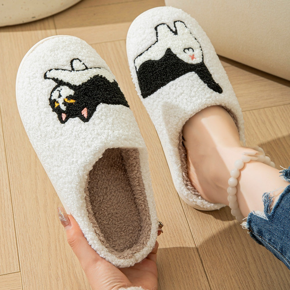 Funny Cartoon Cat Cotton Slippers