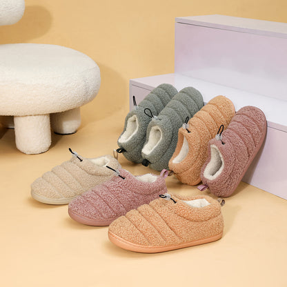 Linear Thick & Warm Non-slip Cotton House Shoes