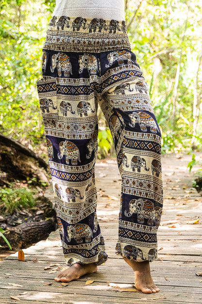 Black Elephant Boho Pants