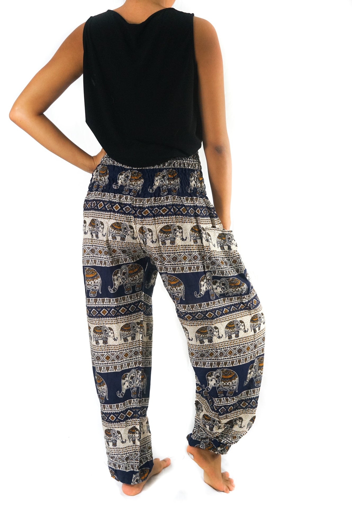 Dark Blue Elephant Boho Pants