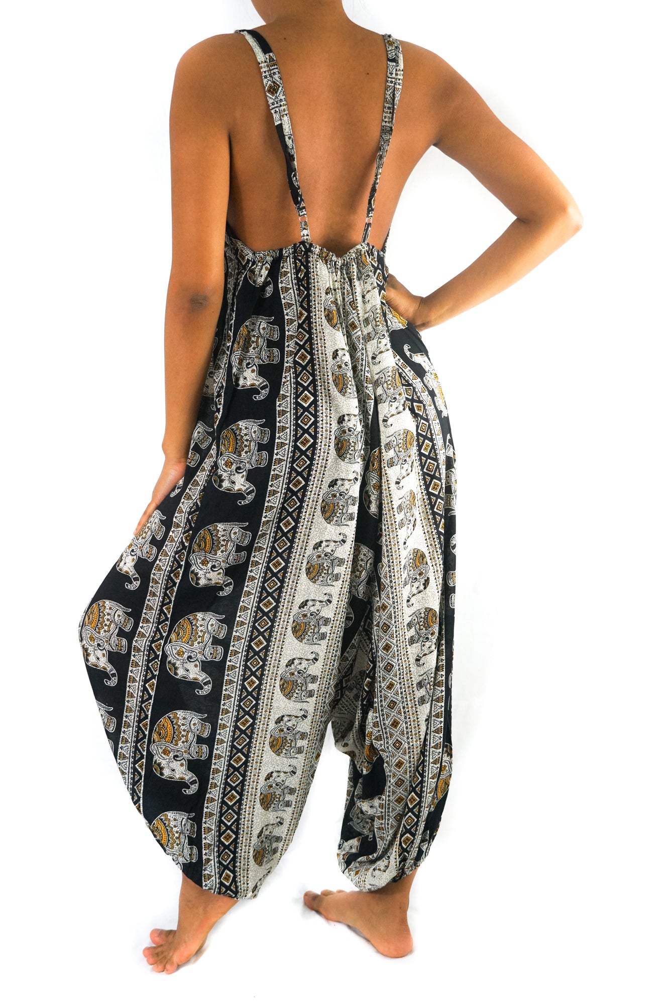 Black Elephant Boho Romper