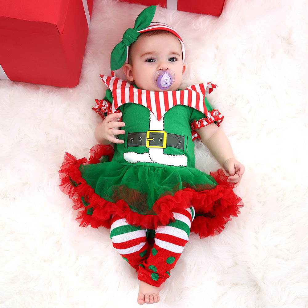 Christmas Striped Romper Baby Suit (Girls)