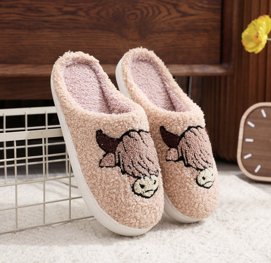 Highland Cow Cotton Slippers