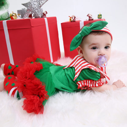 Christmas Striped Romper Baby Suit (Girls)