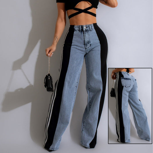 Casual High Waist Elastic Straight Leg Trousers