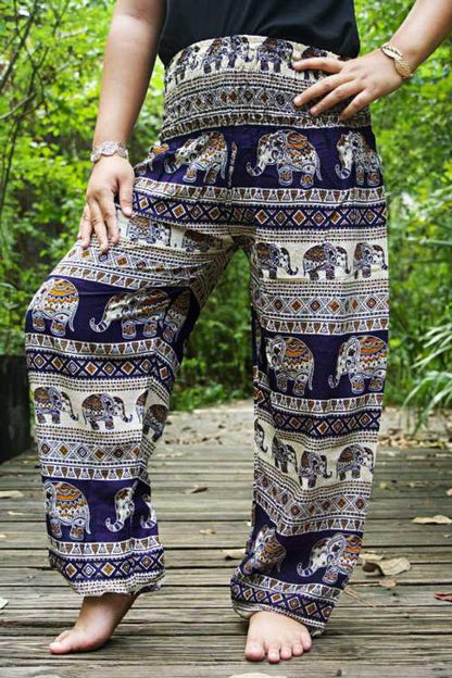 Dark Blue Elephant Boho Pants