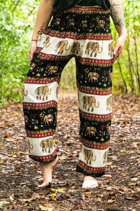 Gold Elephant Boho Pants